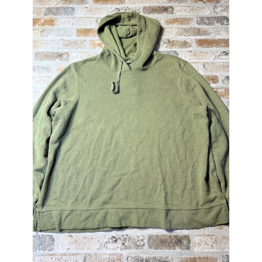 Old Navy Mens XL Olive Green Waffle Knit Pullover Hoodie Sweatshirt Long Sleeve